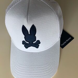NWT/Psycho Bunny White and Dark Blue Kids Houston Trucker Hat